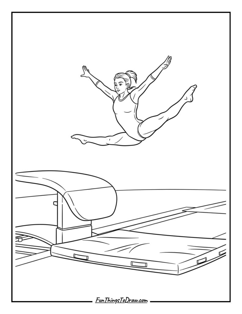 Gymnast vaulting off the board
