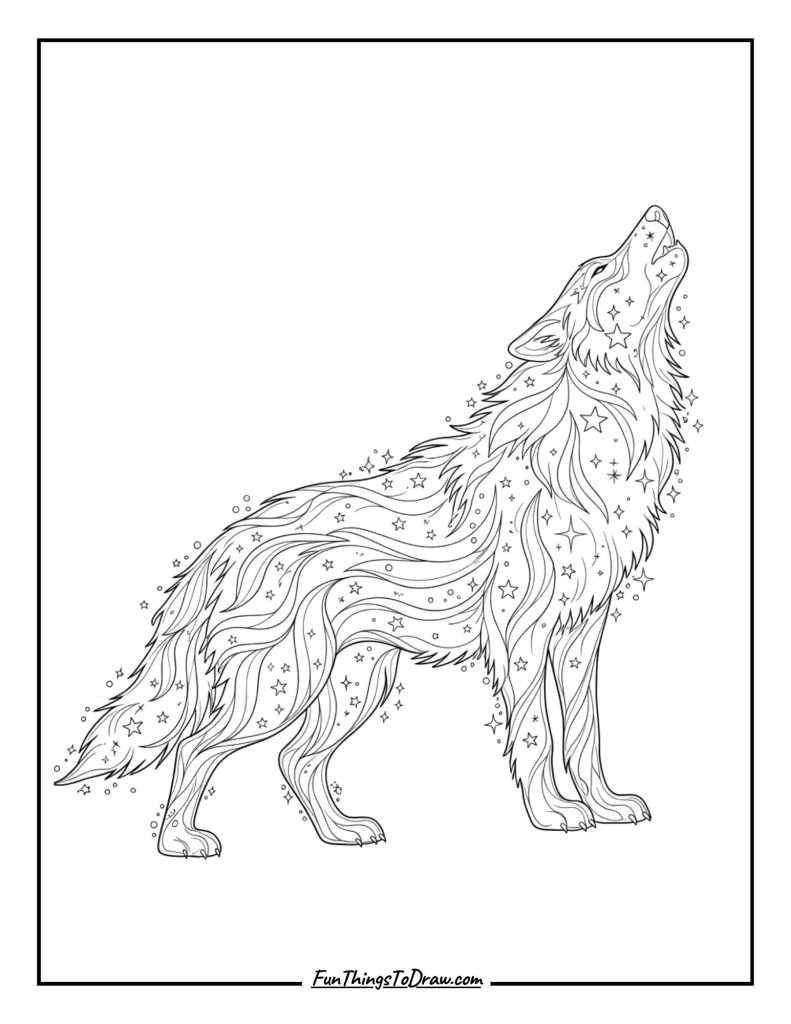 Spirit wolf made of smoke and stars
