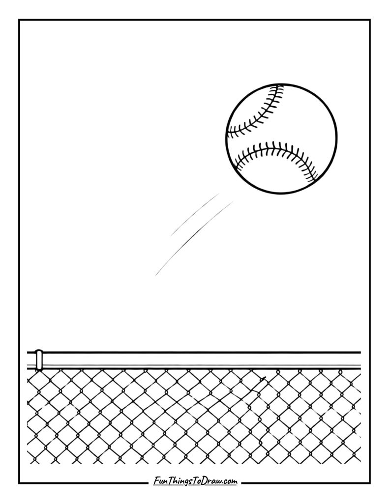 Baseball flying over outfield fence