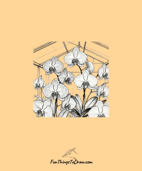 Orchid greenhouse scene
