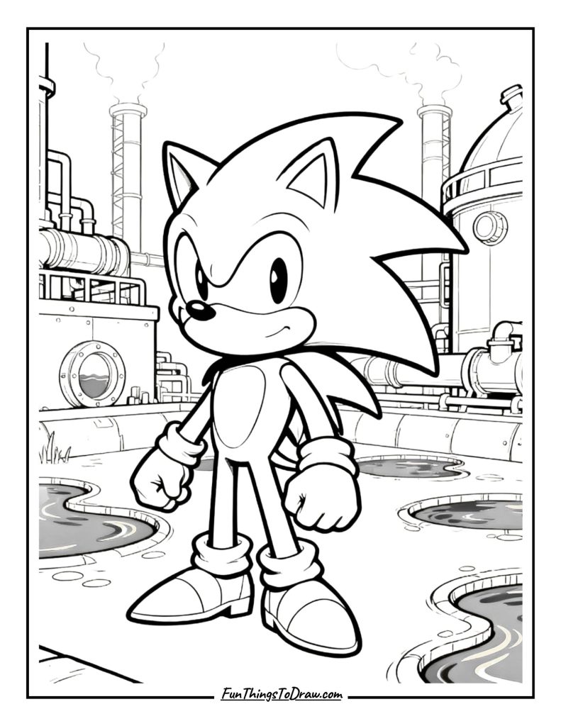 Sonic in Chemical Plant Zone with purple water