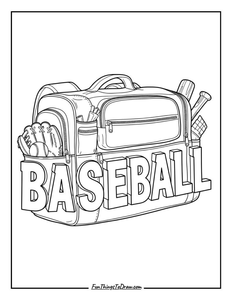 Baseball Bag Coloring Page