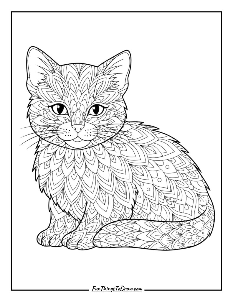 Mandala patterned kitten design