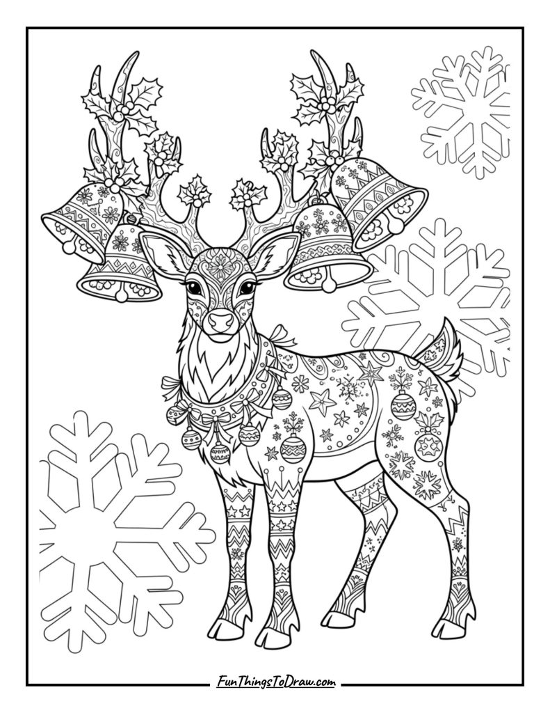 Reindeer with decorative holiday bells