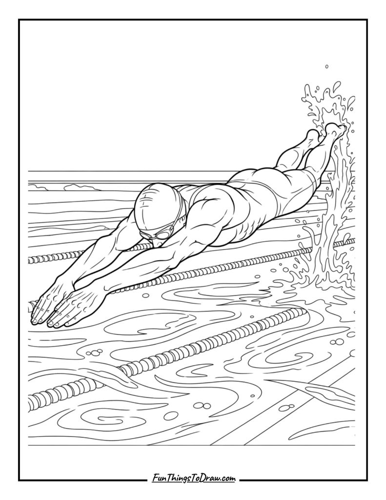 Swimmer diving into water