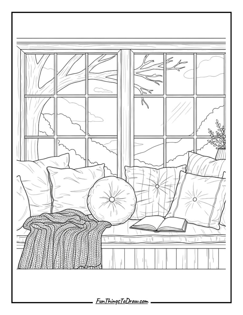 Window seat with cushions