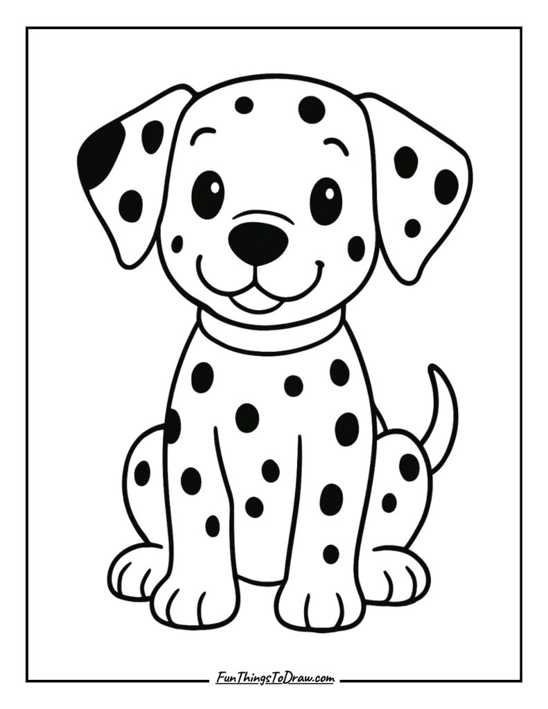 Dalmatian pup showing off distinctive black spots
