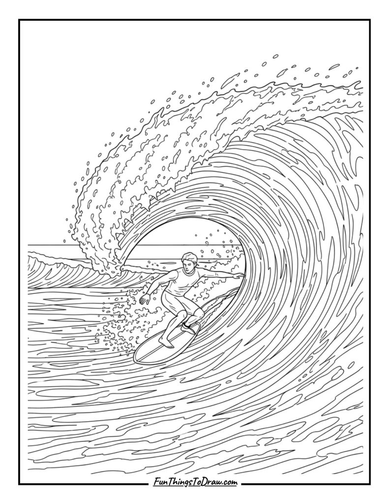 Surfer riding a wave