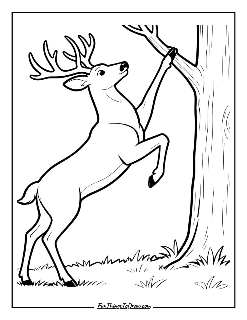 Buck marks his territory on a tree