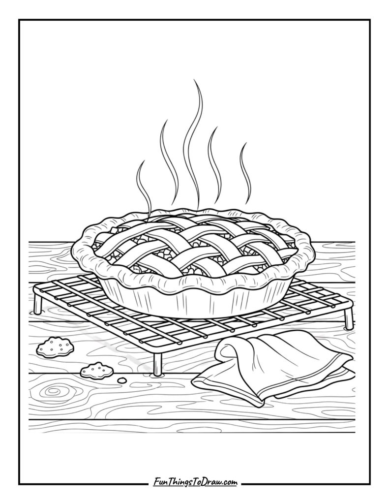 Warm pie cooling on counter