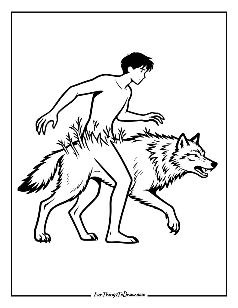 Werewolf transformation scene