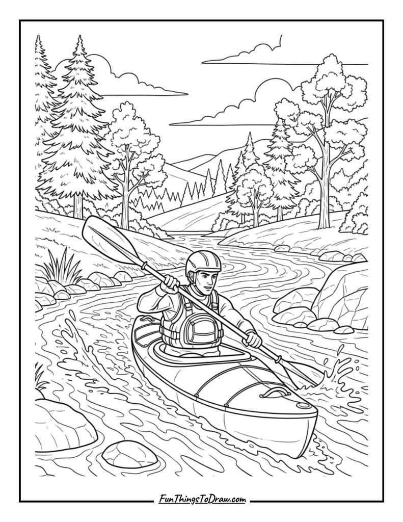 Kayaker paddling a river
