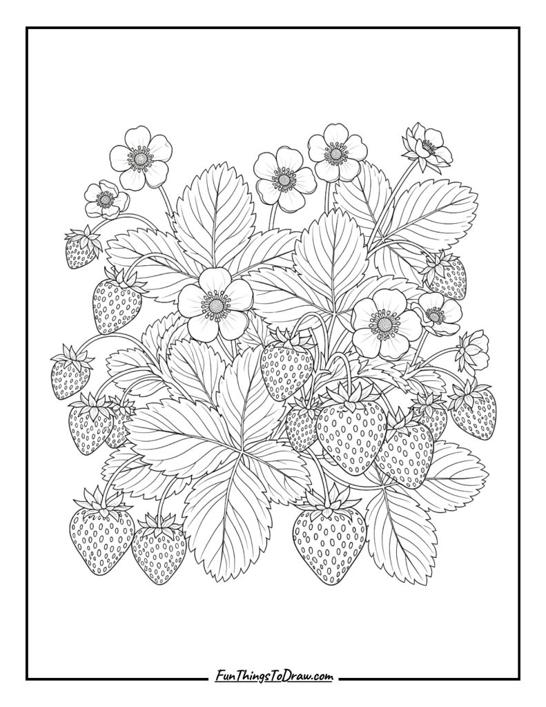 Strawberry Flowers and Fruit