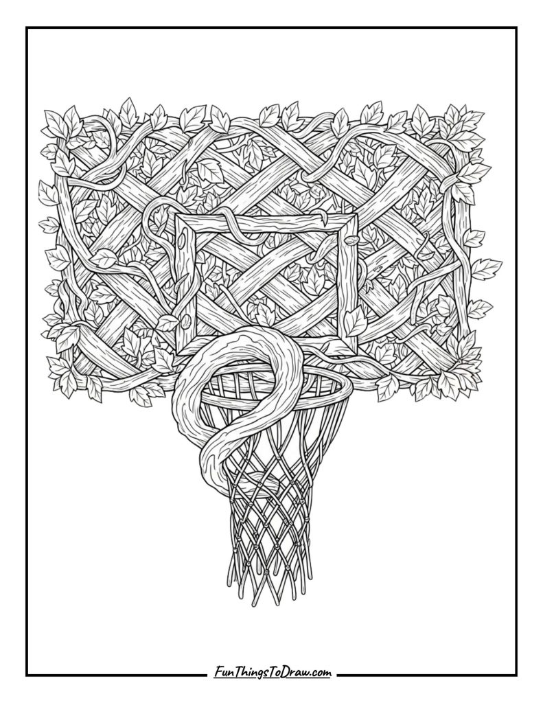 Basketball hoop made of vines
