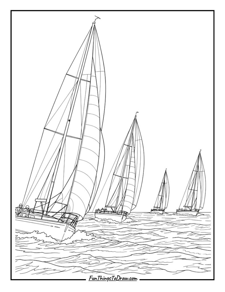 Sailboat racing on the sea