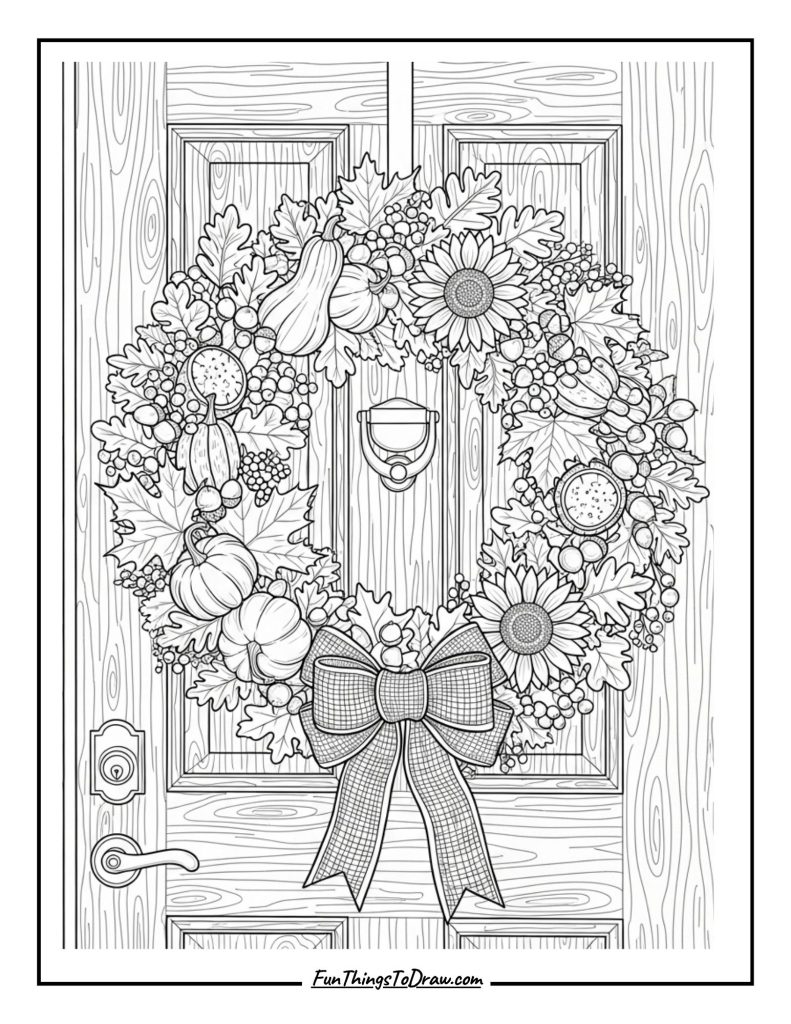 Autumn wreath on door
