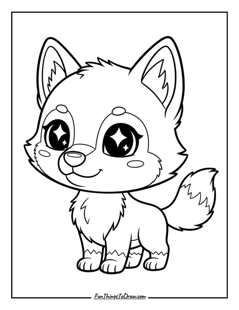 Chibi-style kawaii wolf