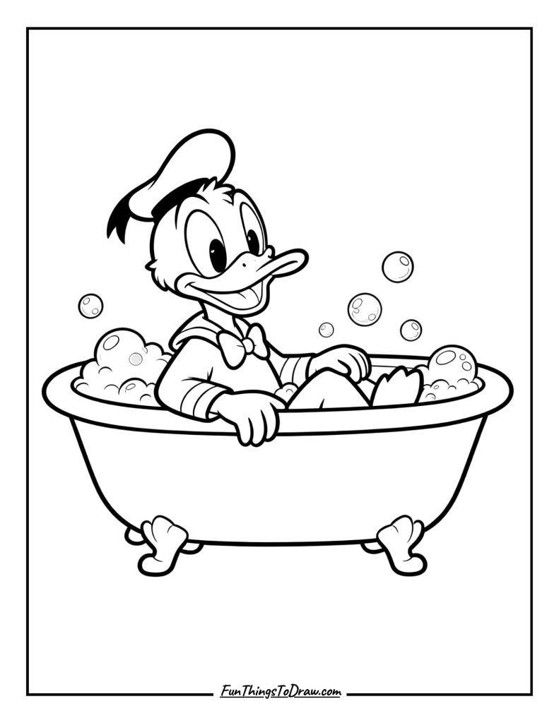 Donald taking a bubble bath