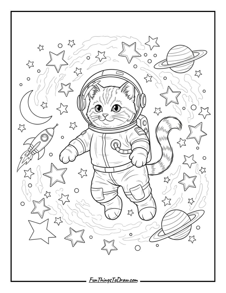 Kitten astronaut in space