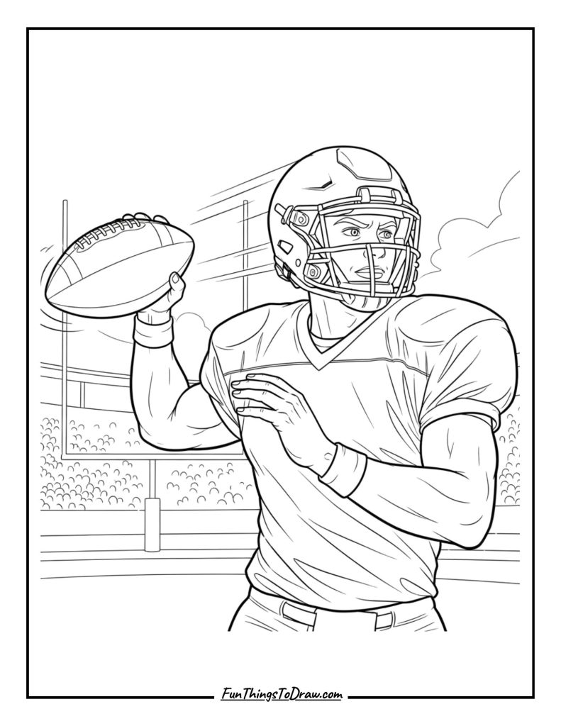 Football quarterback throwing the ball