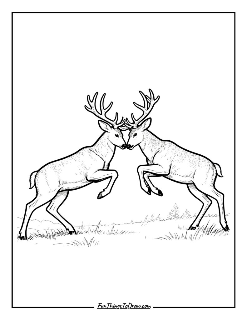 Buck battles another during rutting season