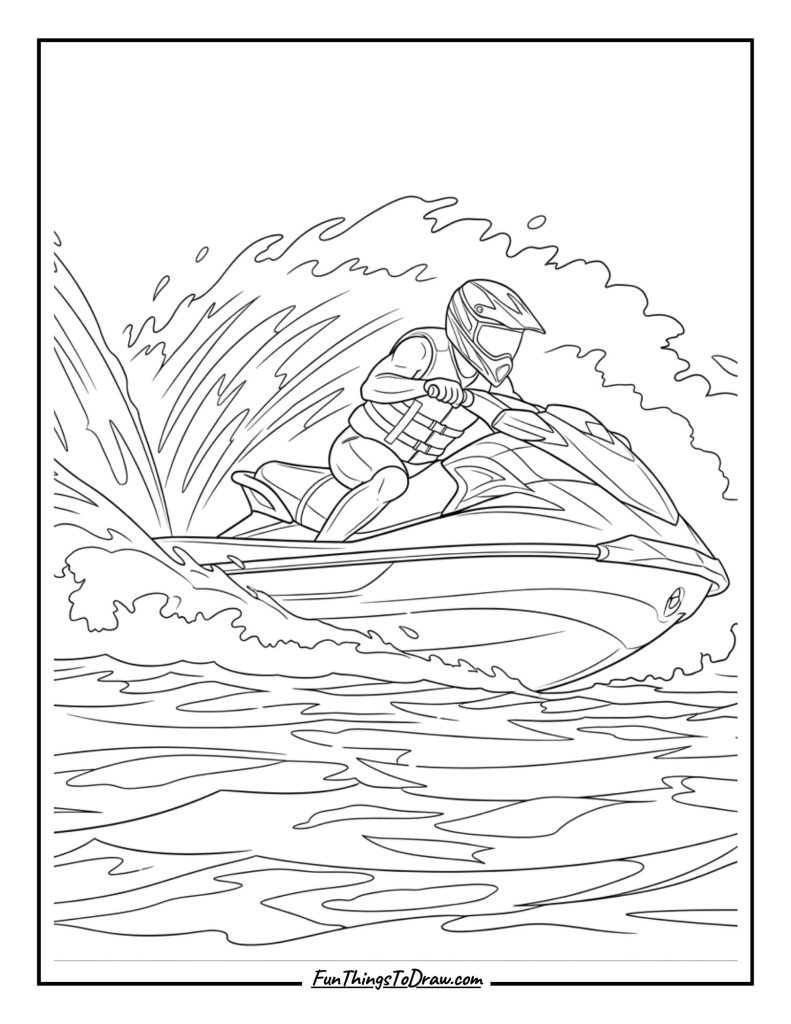  Jet skier speeding on water