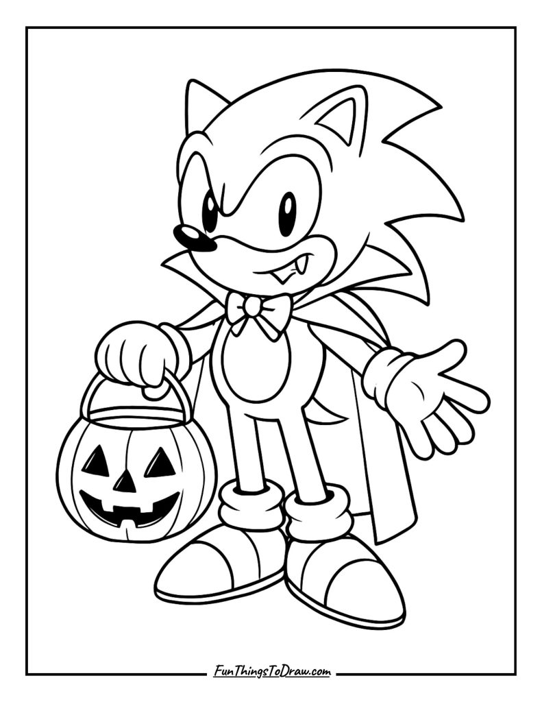 Sonic at Halloween wearing a costume