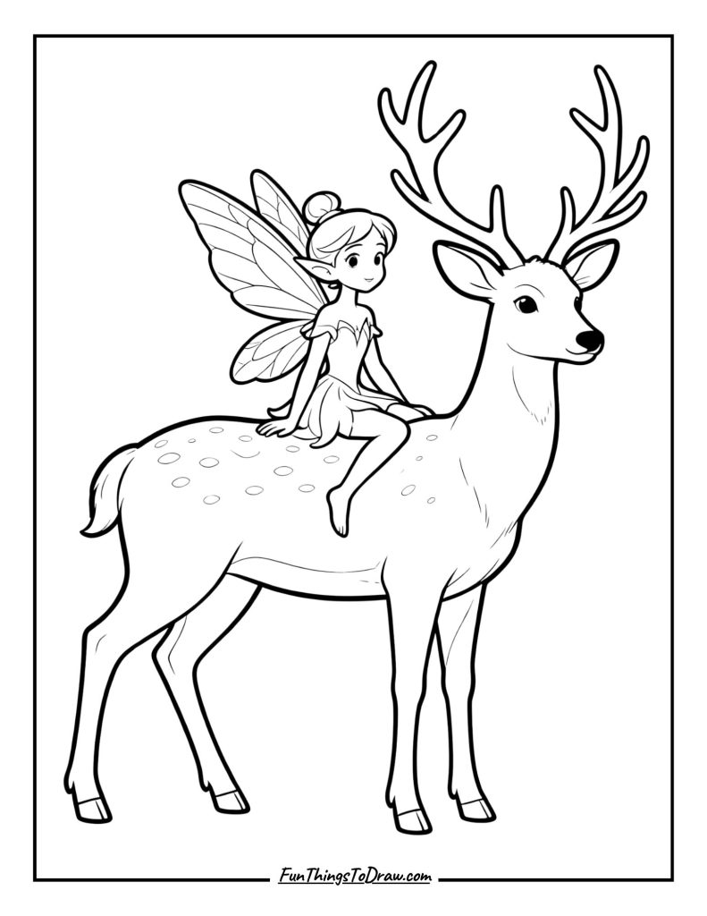 Fairy rides on the back of a deer
