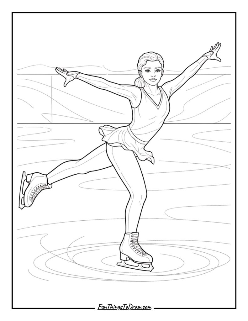 Ice skater spinning on ice