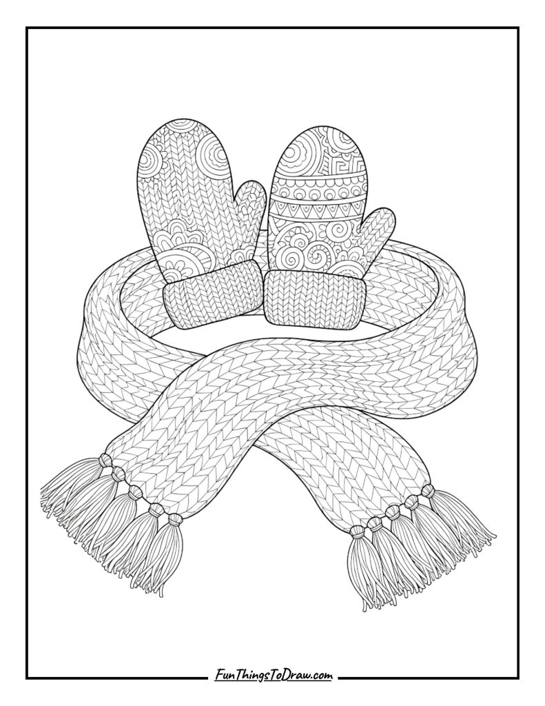 Warm mittens and scarf