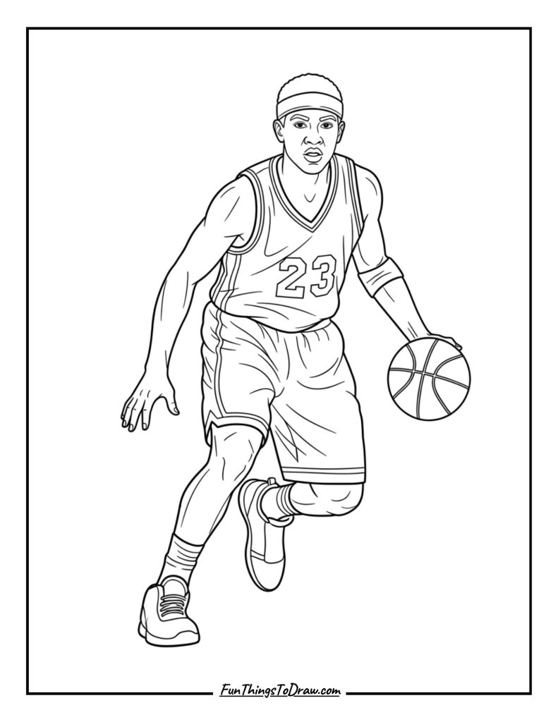 Basketball player wearing headband and jersey