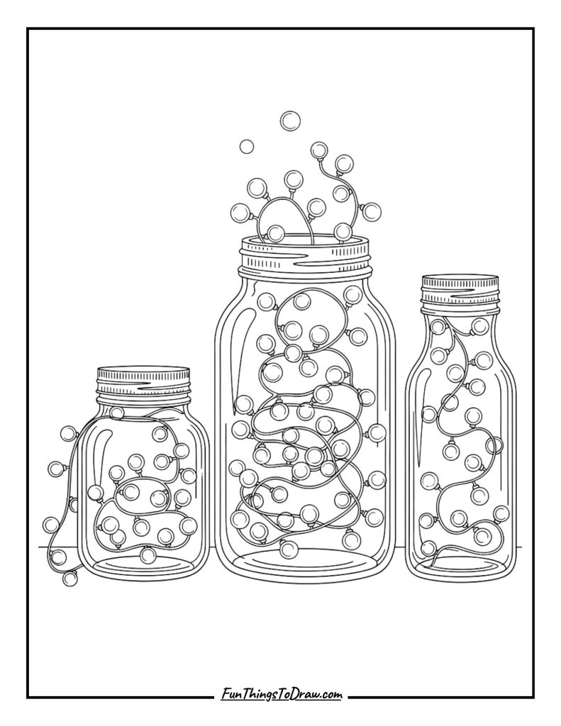 Mason jars with fairy lights