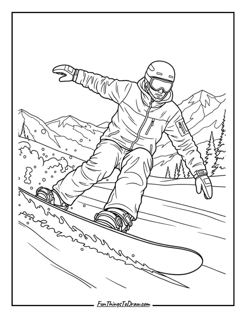 Snowboarder sliding downhill