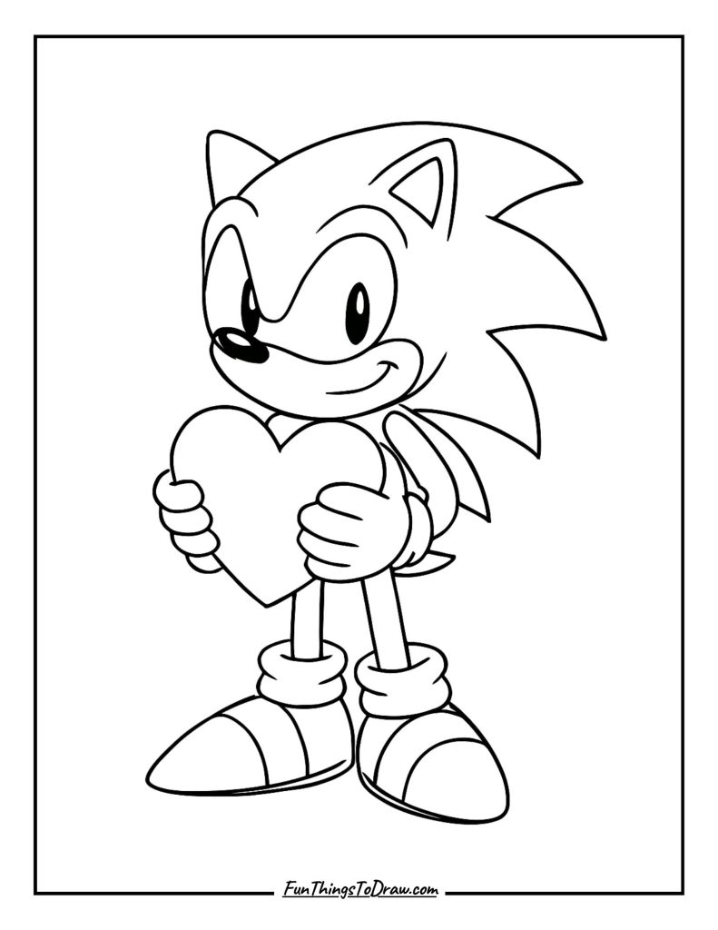 Sonic holding a Valentine heart