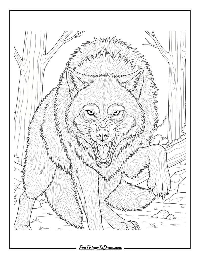 Wolf defending its territory