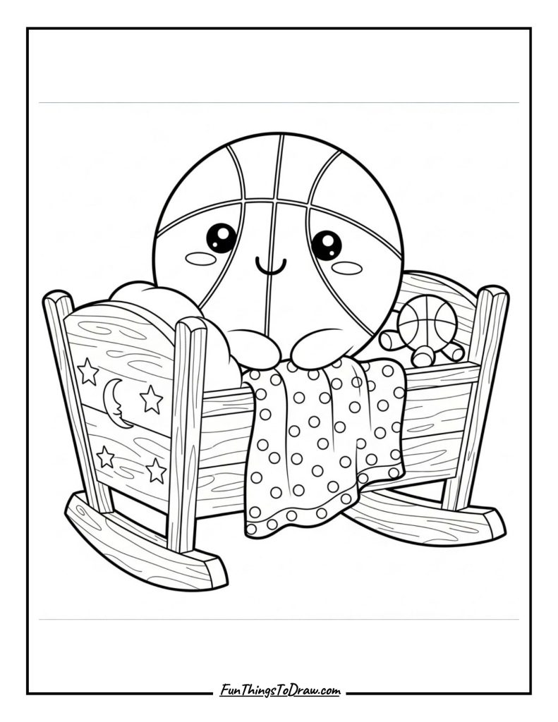 Baby basketball in cradle