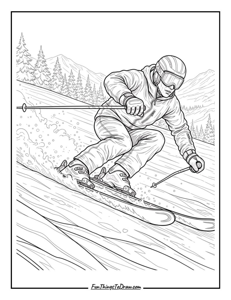 Skier racing on a slope