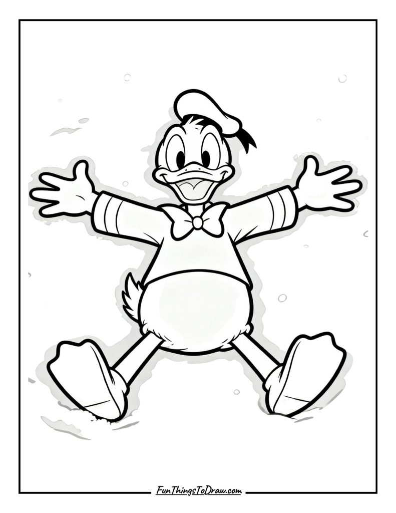 Donald making a snow angel
