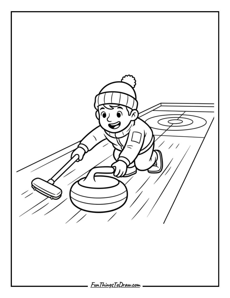 Curler sliding a stone