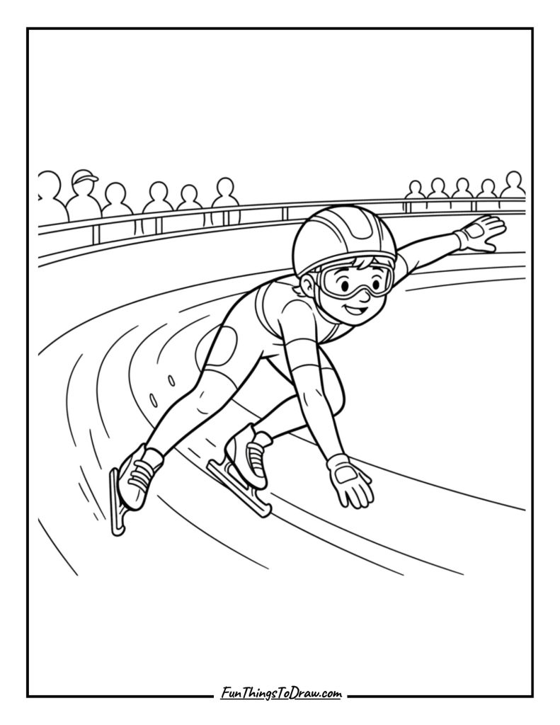 Speed skater leaning in turn