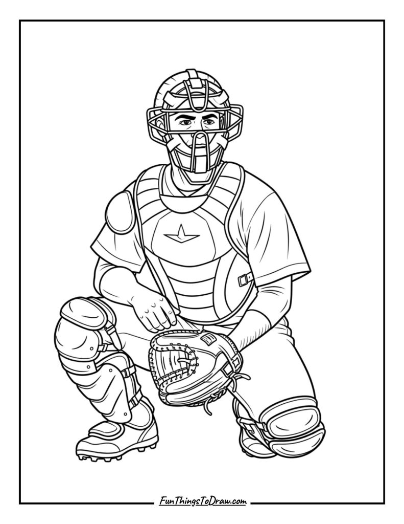 Catcher crouching down to catch