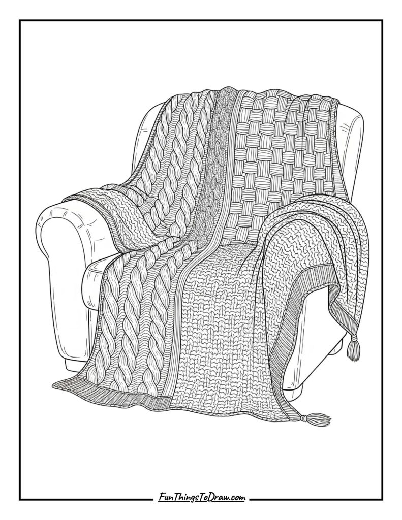 Knitted blanket on armchair
