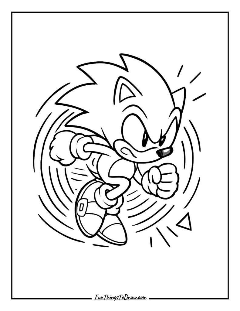 Sonic performing a spin dash attack