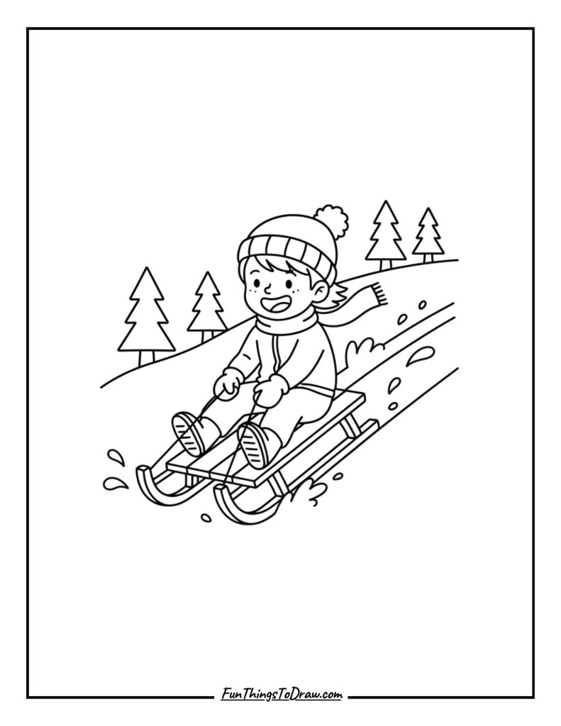 Child sledding in snow