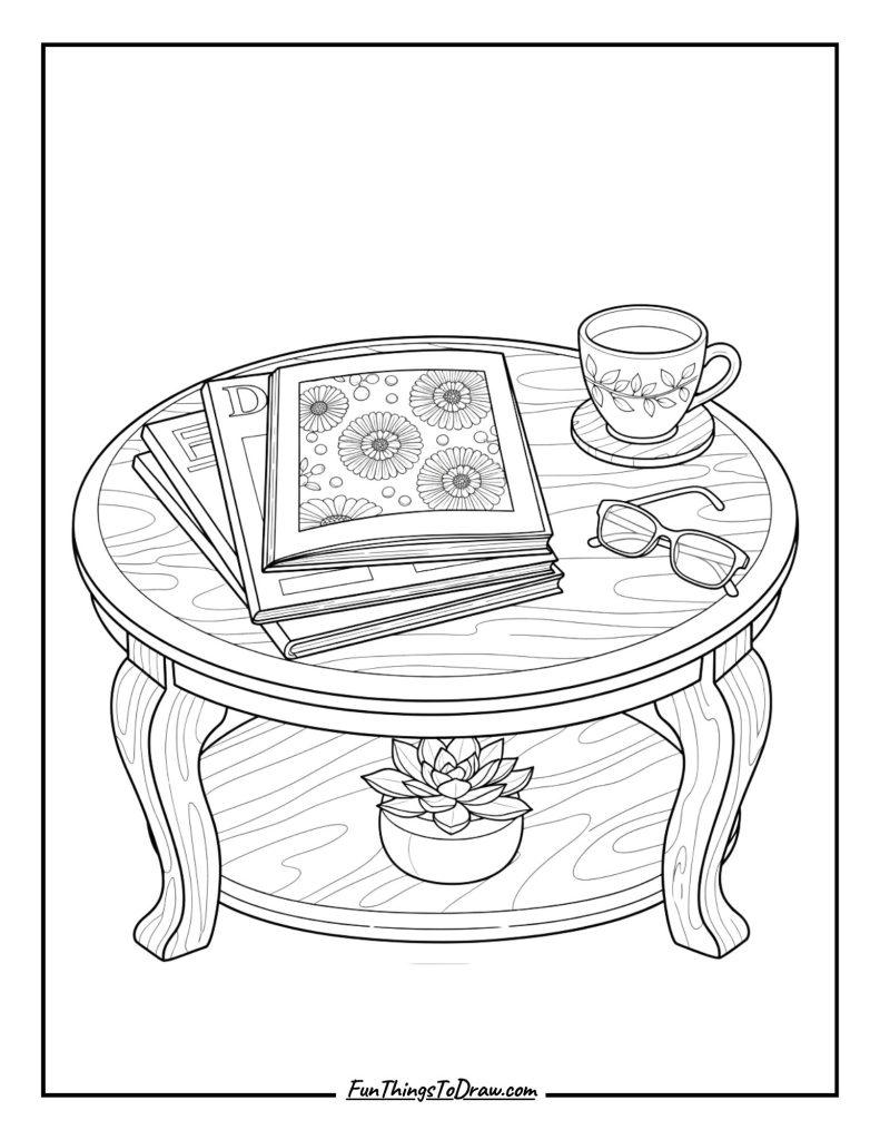 Coffee table with magazines