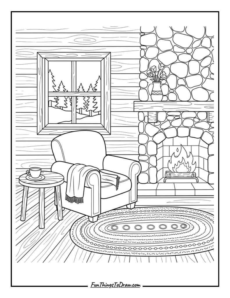 Wooden cabin interior