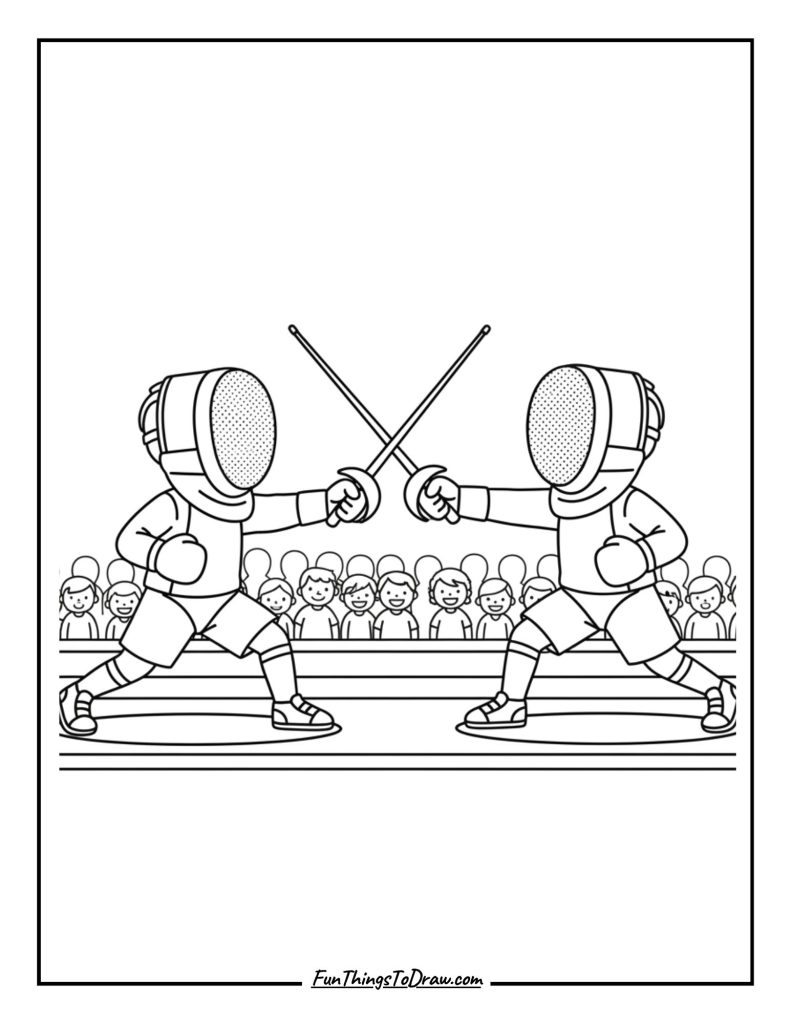 Fencers dueling with swords