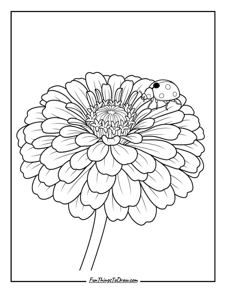 Zinnia with Ladybug