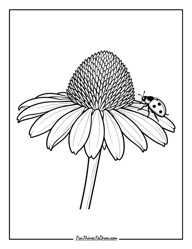 Cone Flower with Beetle
