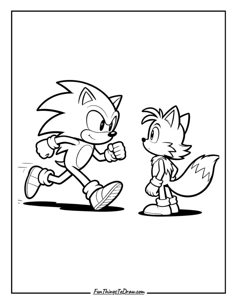 Sonic teaching Tails how to run fast